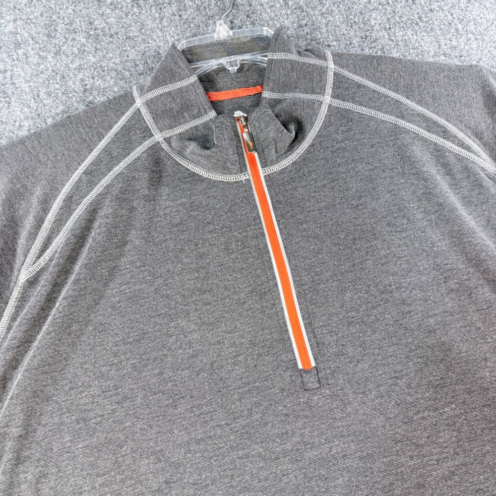 Tommy Bahama Mens 3XL Gray Heather Half Zip Pullover Sweatshirt Orange Trim